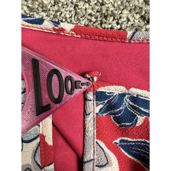 Andree by Unit Pink Floral Shift Dress L Tie Sleeve Scoop Neck Knee Length - Picture 12 of 12